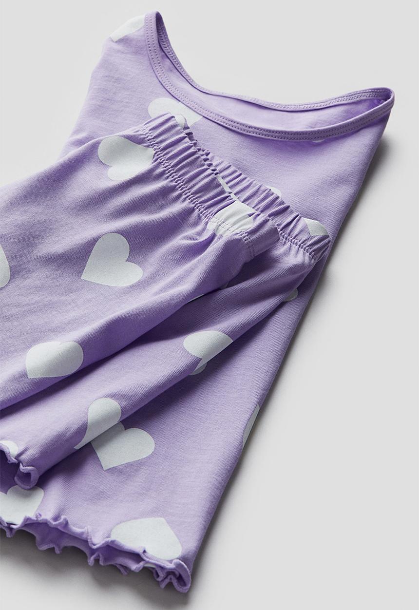 H&M - Cotton pyjamas - purple hearts
