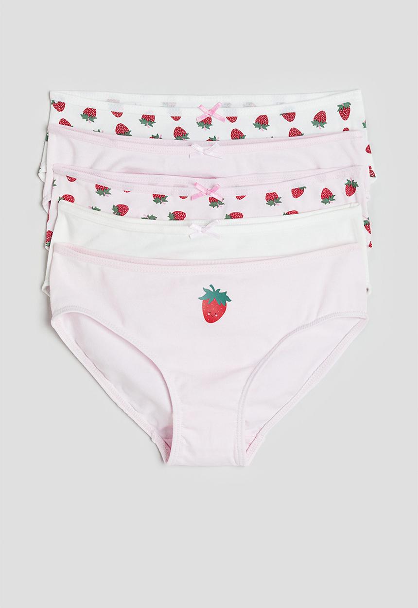 H&M - 5-Pack cotton briefs - light pink strawberries