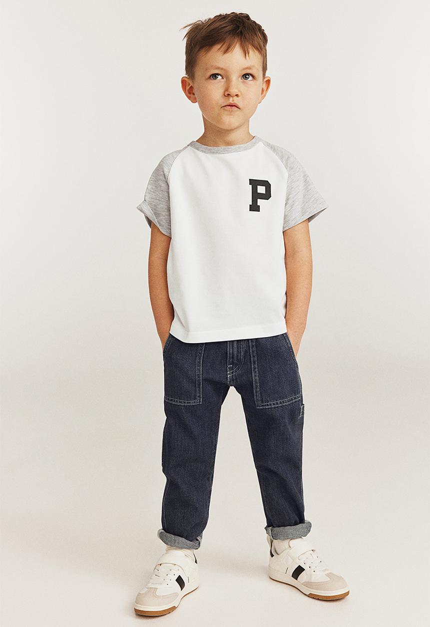 H&M - Motif-detail raglan T-shirt - white & grey
