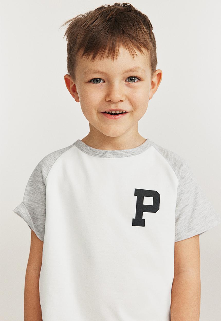 H&M - Motif-detail raglan T-shirt - white & grey