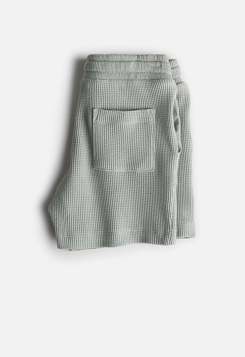 H&M - 2-Piece waffled jersey set - Light khaki green