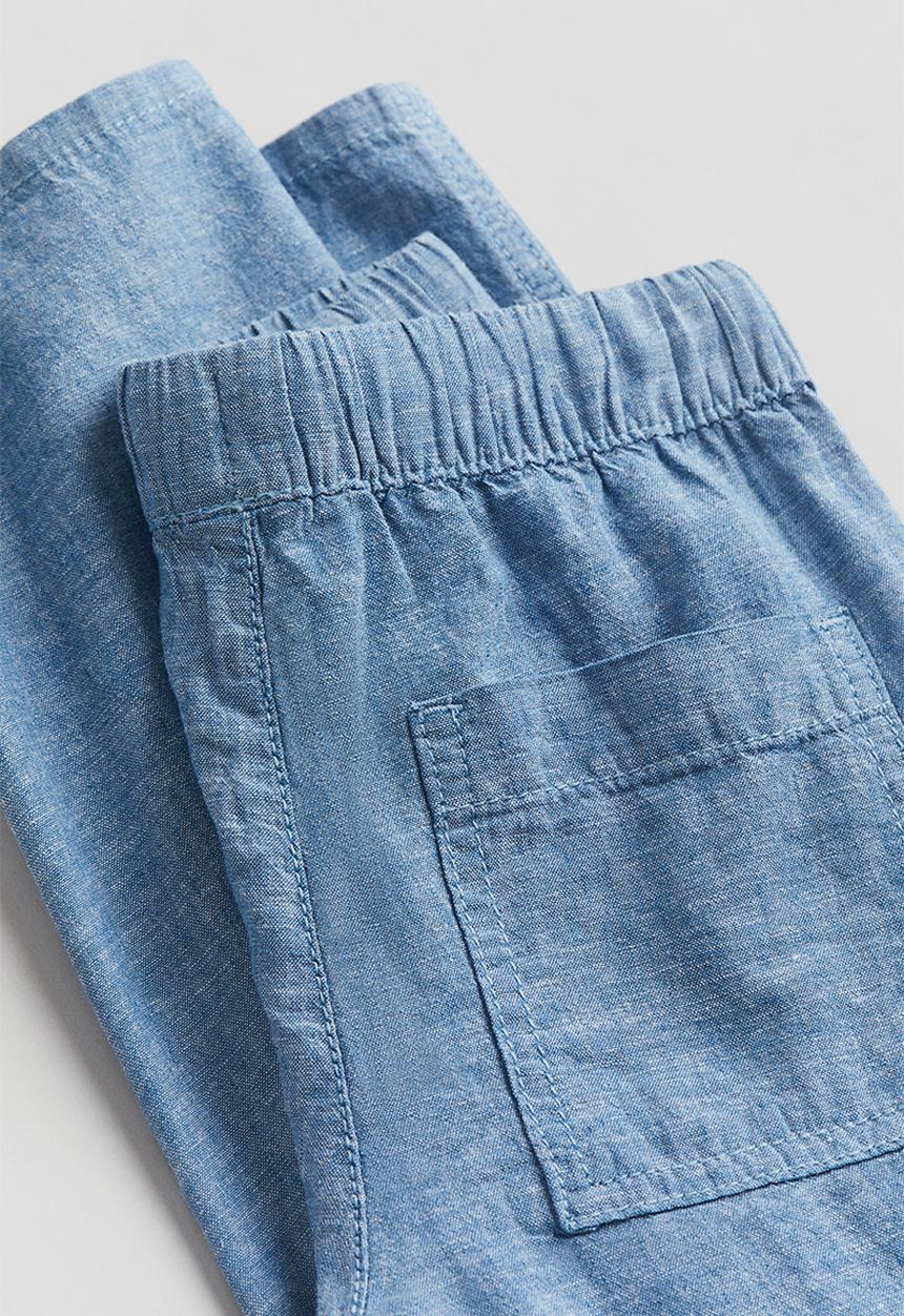 H&M - Linen-blend pull-on trousers - blue