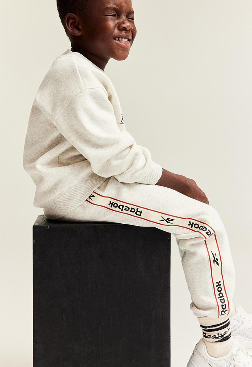 H&M - Reebok X H&M : 2-piece text-motif sweatshirt set - light grey marl