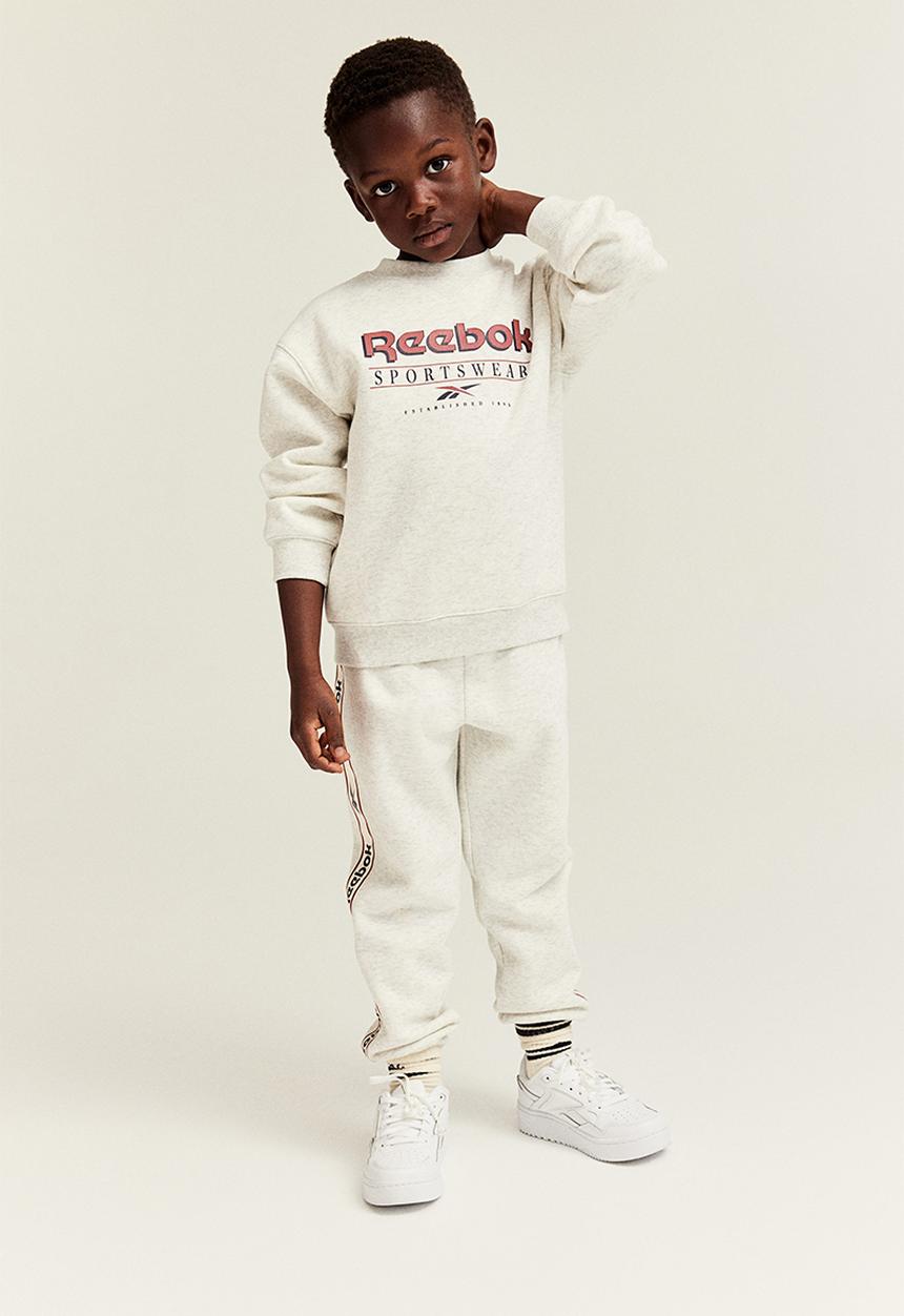 H&M - Reebok X H&M : 2-piece text-motif sweatshirt set - light grey marl
