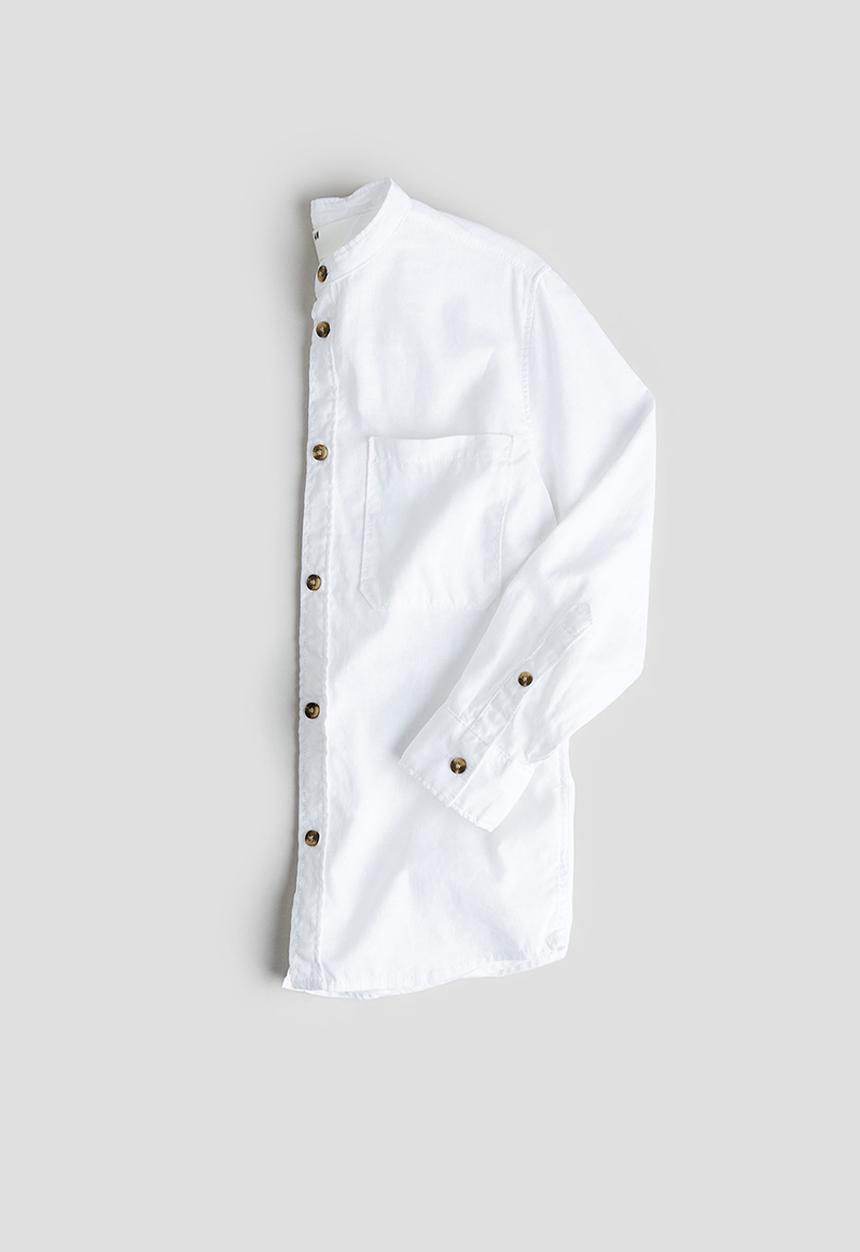 H&M - Linen-blend grandad shirt - white