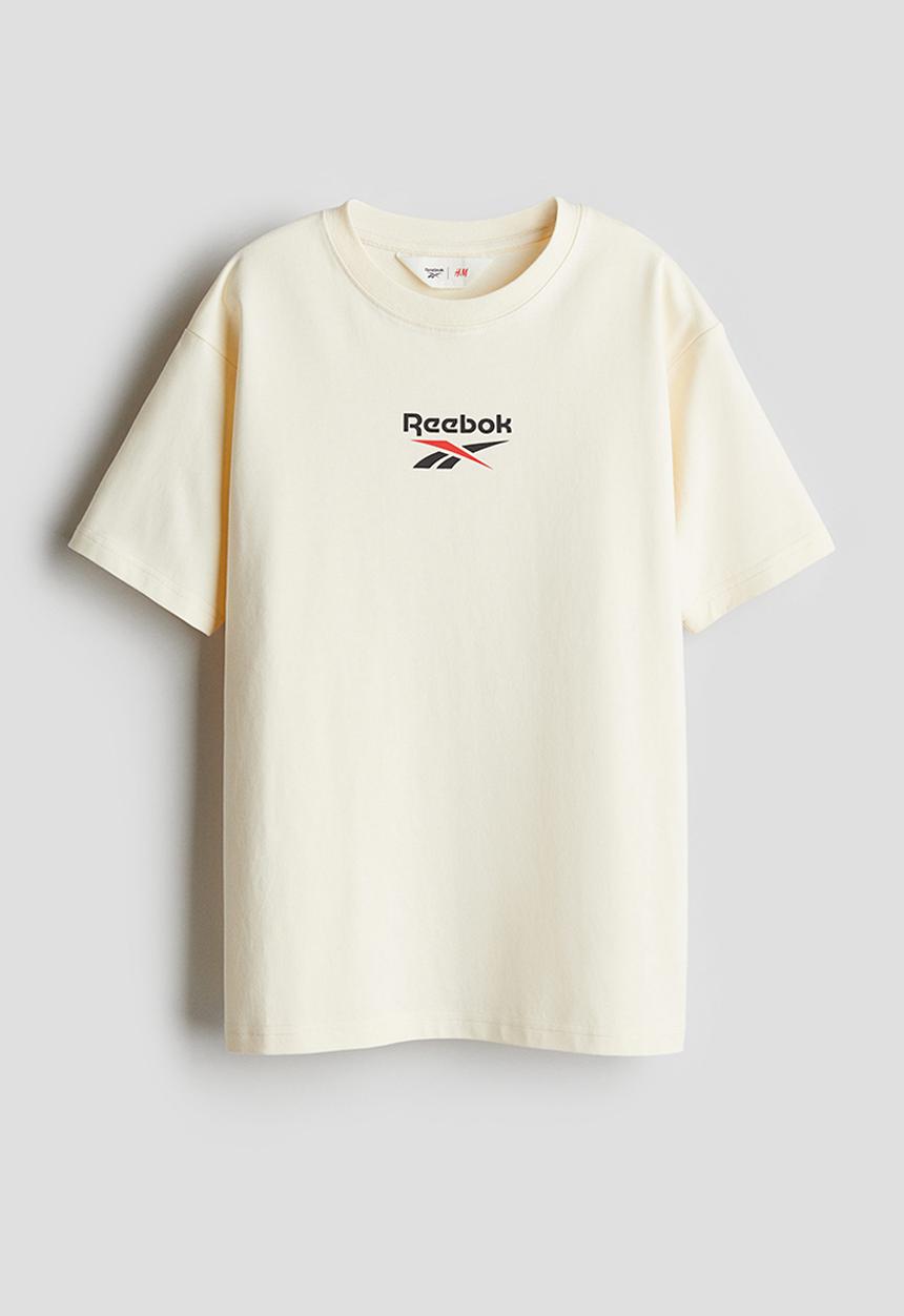 H&M - Reebok X H&M : Motif-detail T-shirt - cream
