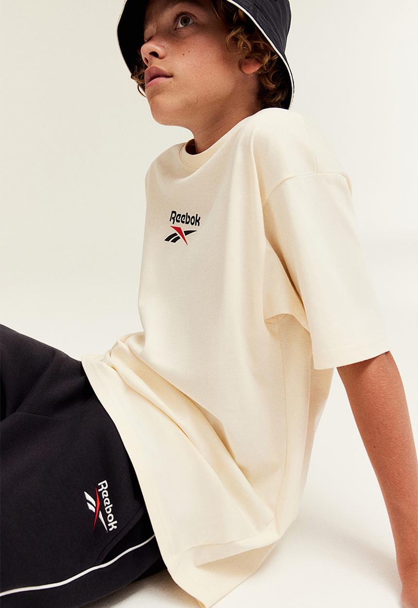 H&M - Reebok X H&M : Motif-detail T-shirt - cream