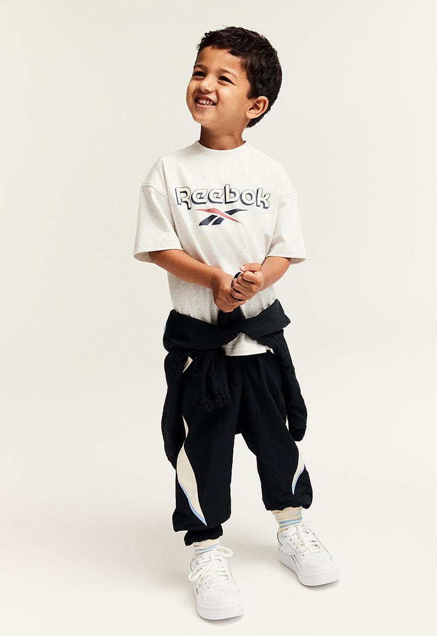 H&M - Reebok X H&M : Print-motif T-shirt - light grey marl 