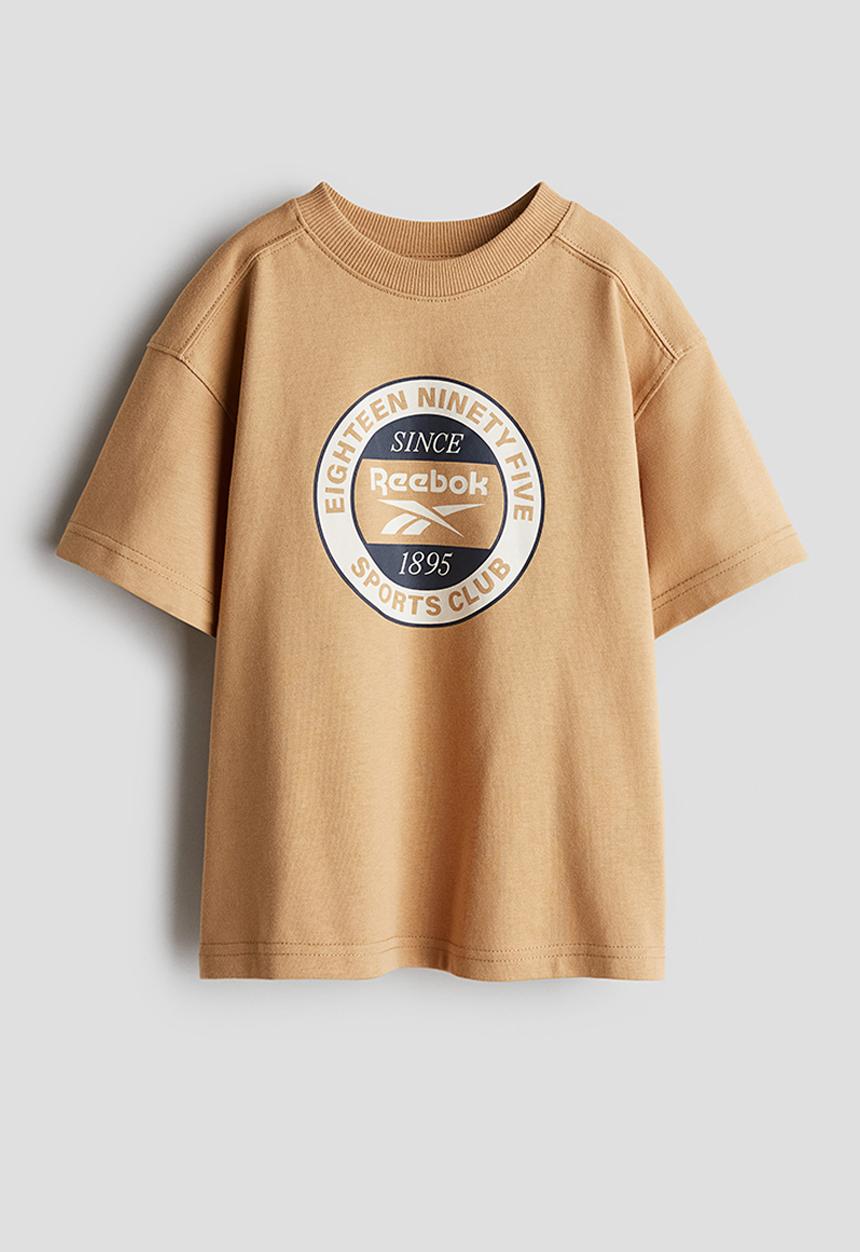 H&M - Reebok X H&M : Print-motif T-shirt - beige