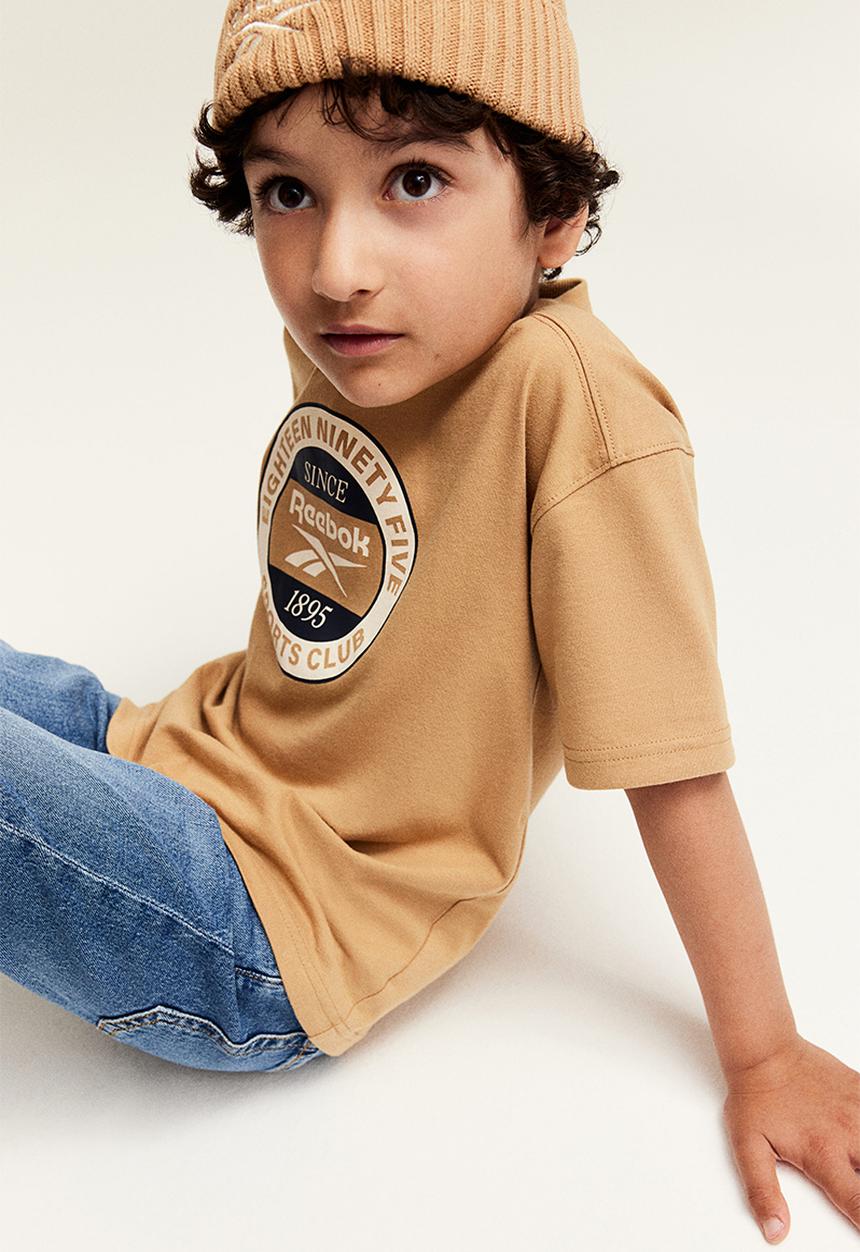 H&M - Reebok X H&M : Print-motif T-shirt - beige