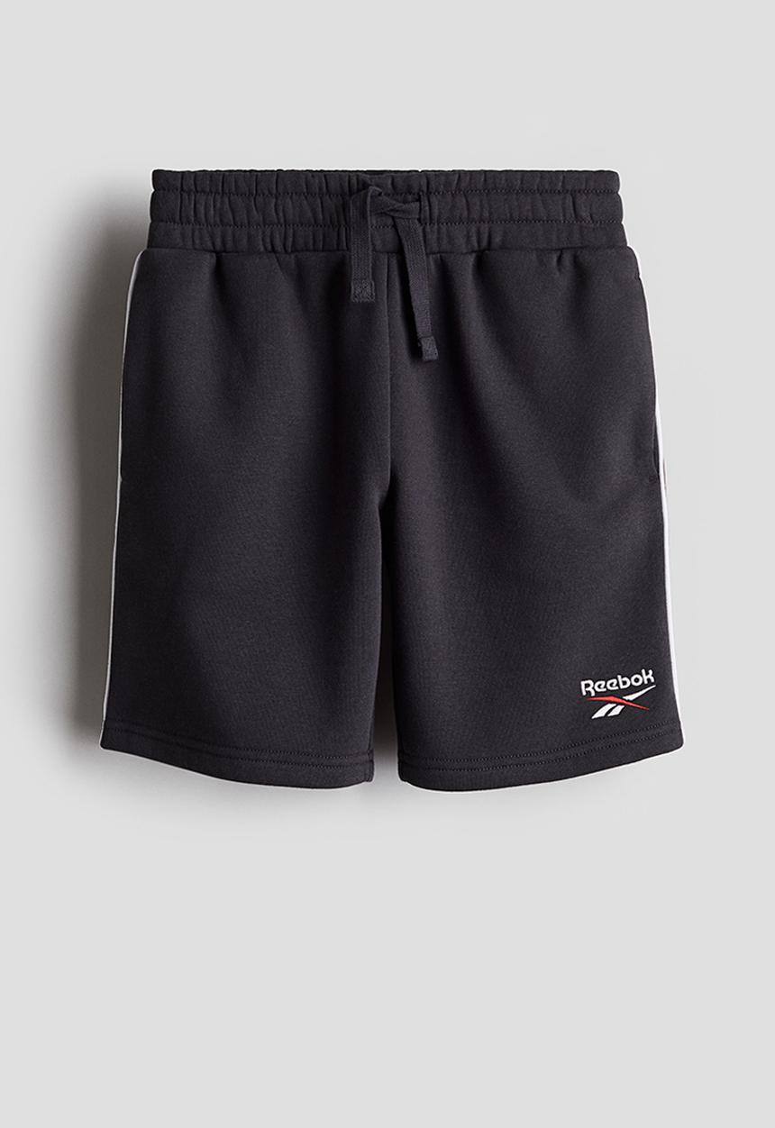 H&M - Reebok X H&M: Embroidered-motif pull-on sweatshirt shorts - black