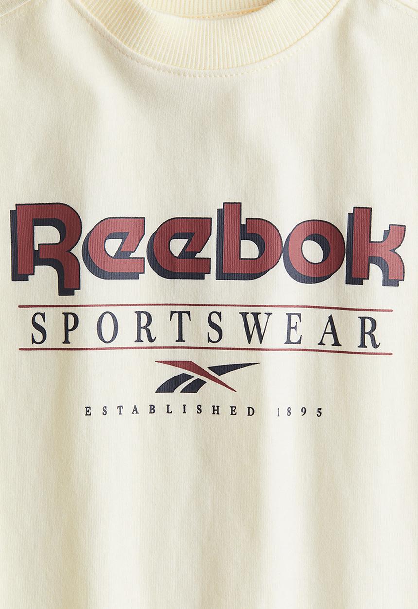 H&M - Reebok X H&M : Print-motif T-shirt - beige/reebok