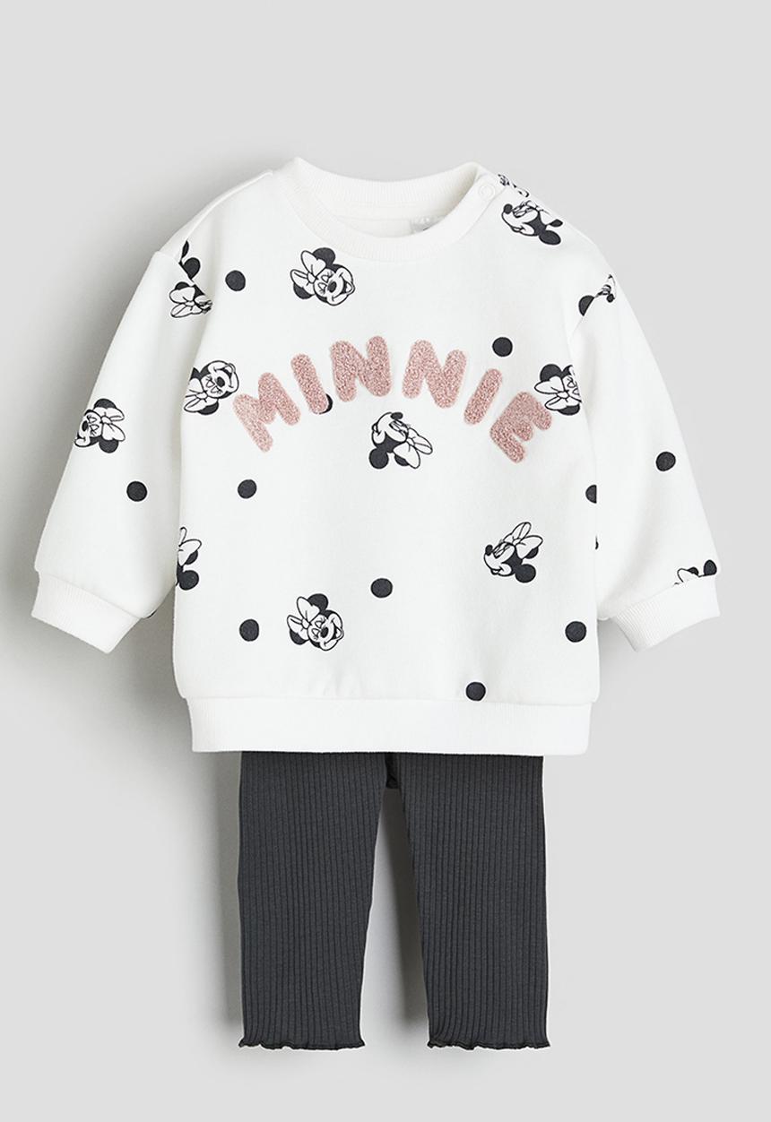 H&M - 2-piece printed cotton set - white,grey,multi
