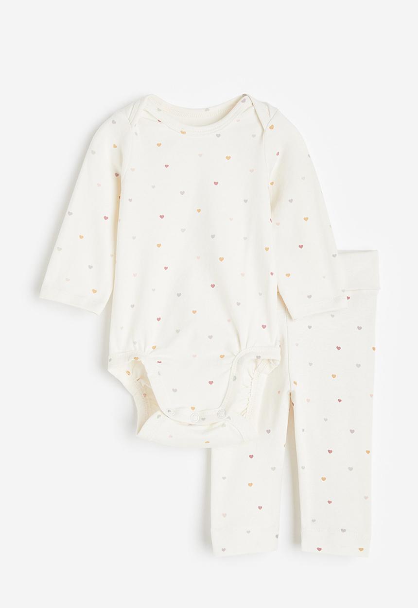 H&M - 2-piece cotton jersey set - white