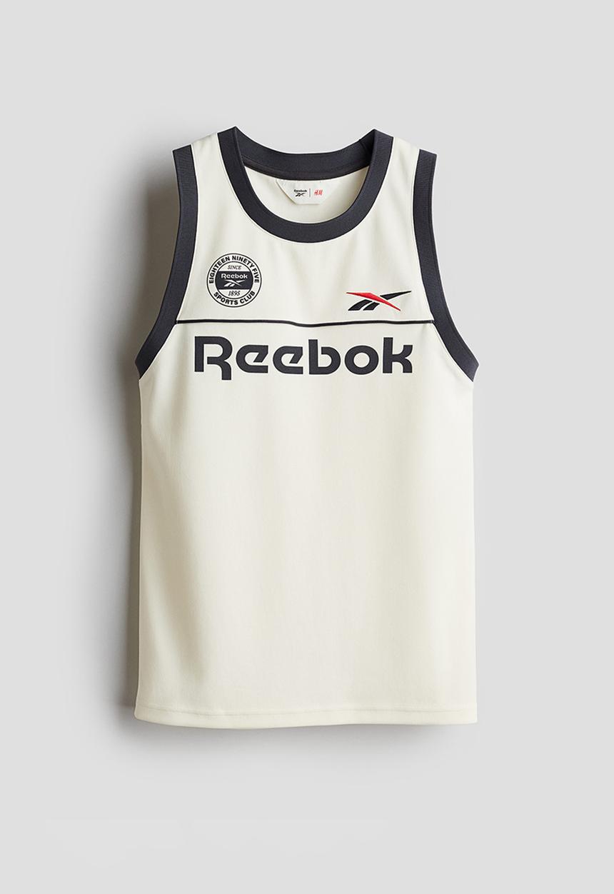 H&M - Reebok X H&M: Print-motif mesh vest top - White Reebok