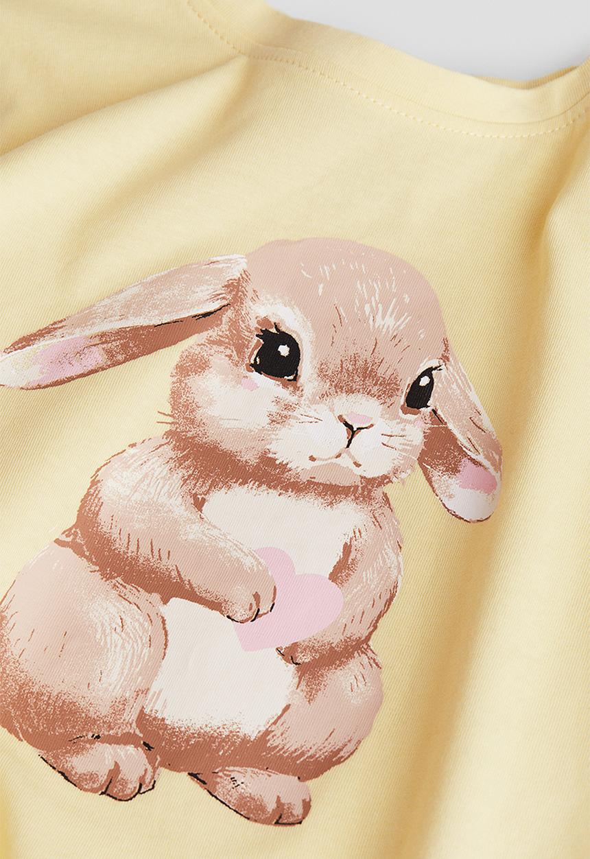H&M - Printed T-shirt - light yellow bunny