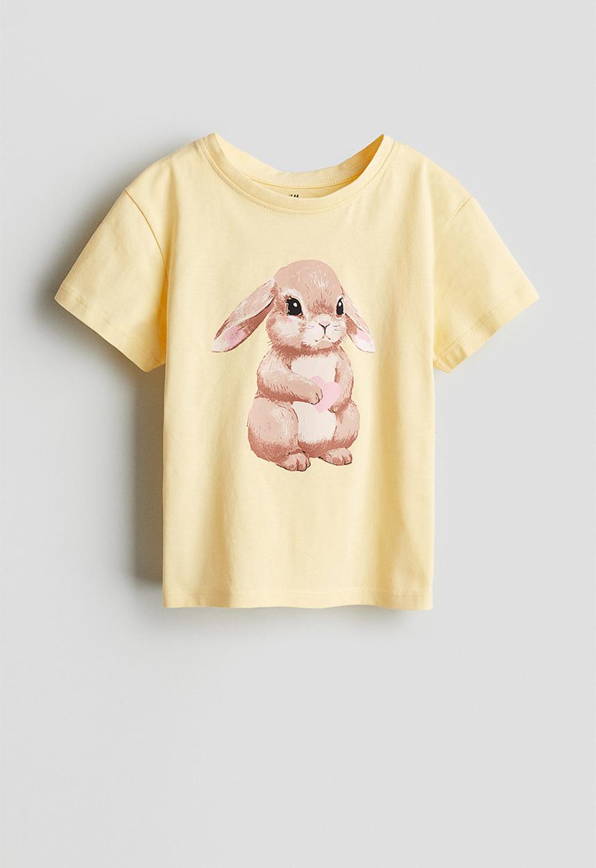 H&M - Printed T-shirt - light yellow bunny