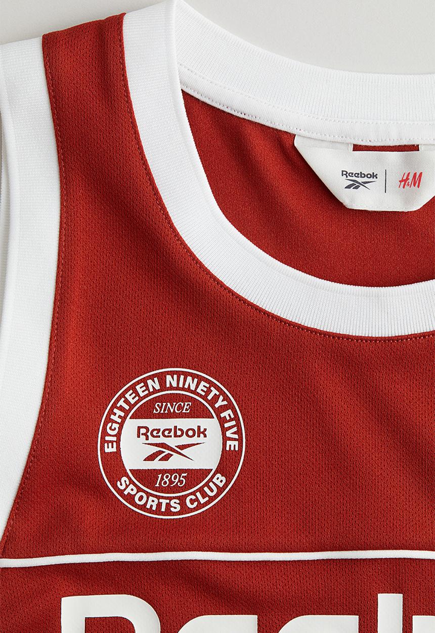 H&M - Reebok X H&M: Print-motif mesh vest top - Red Reebok