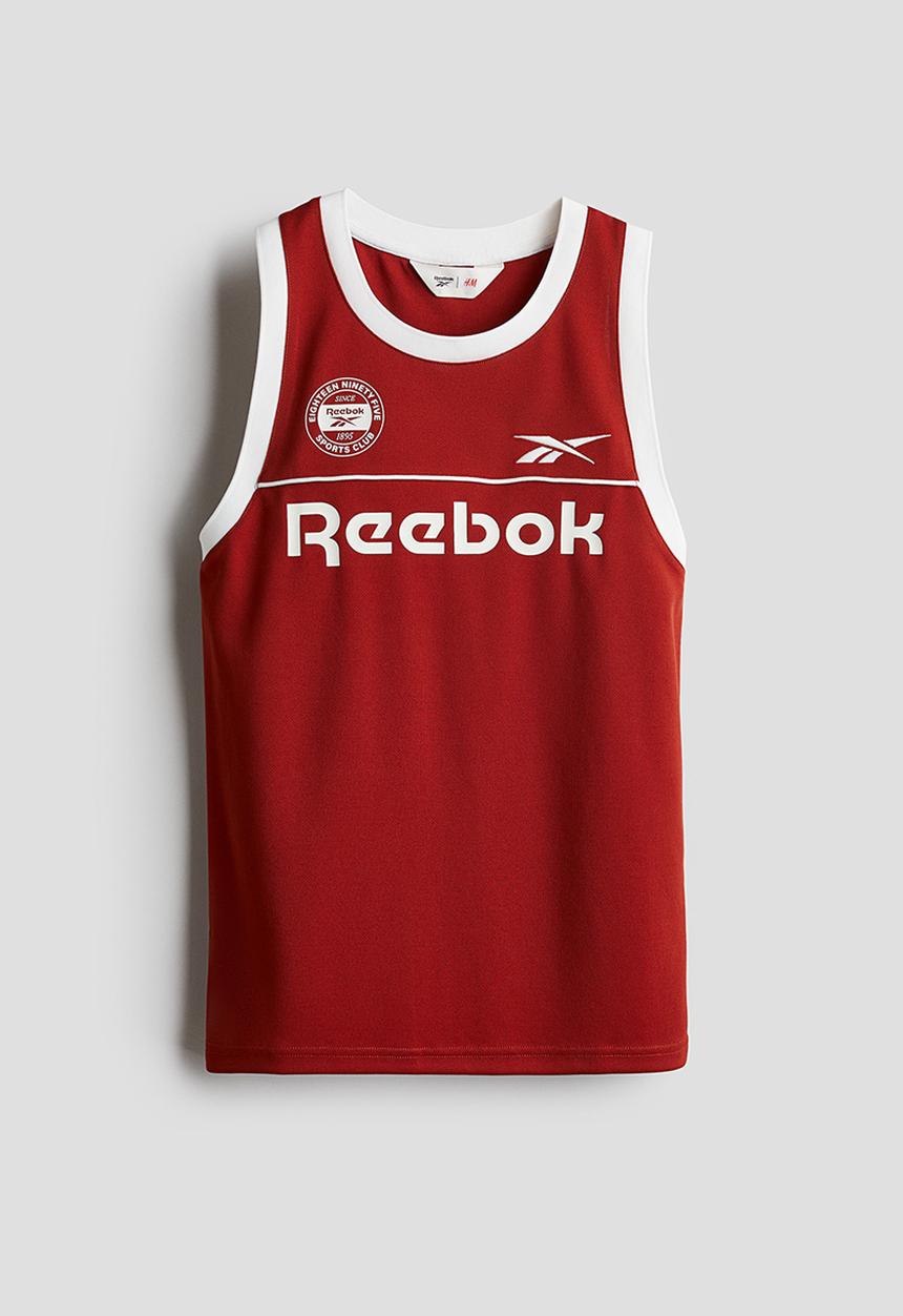 H&M - Reebok X H&M: Print-motif mesh vest top - Red Reebok
