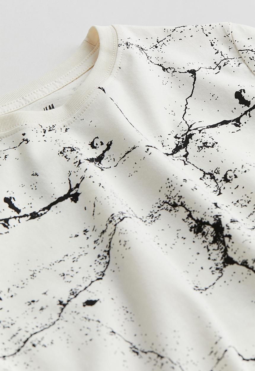 H&M - Printed cotton T-shirt - white patterned
