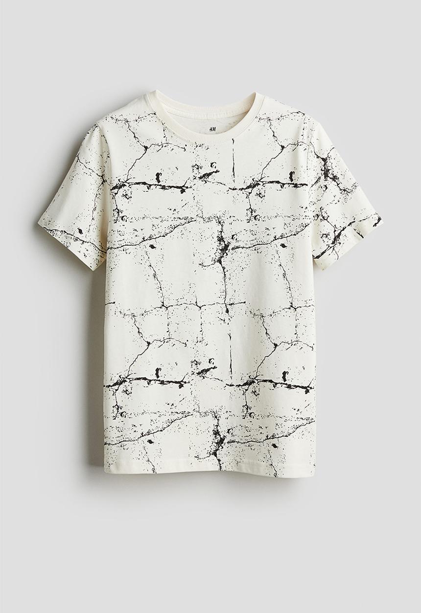 H&M - Printed cotton T-shirt - white patterned