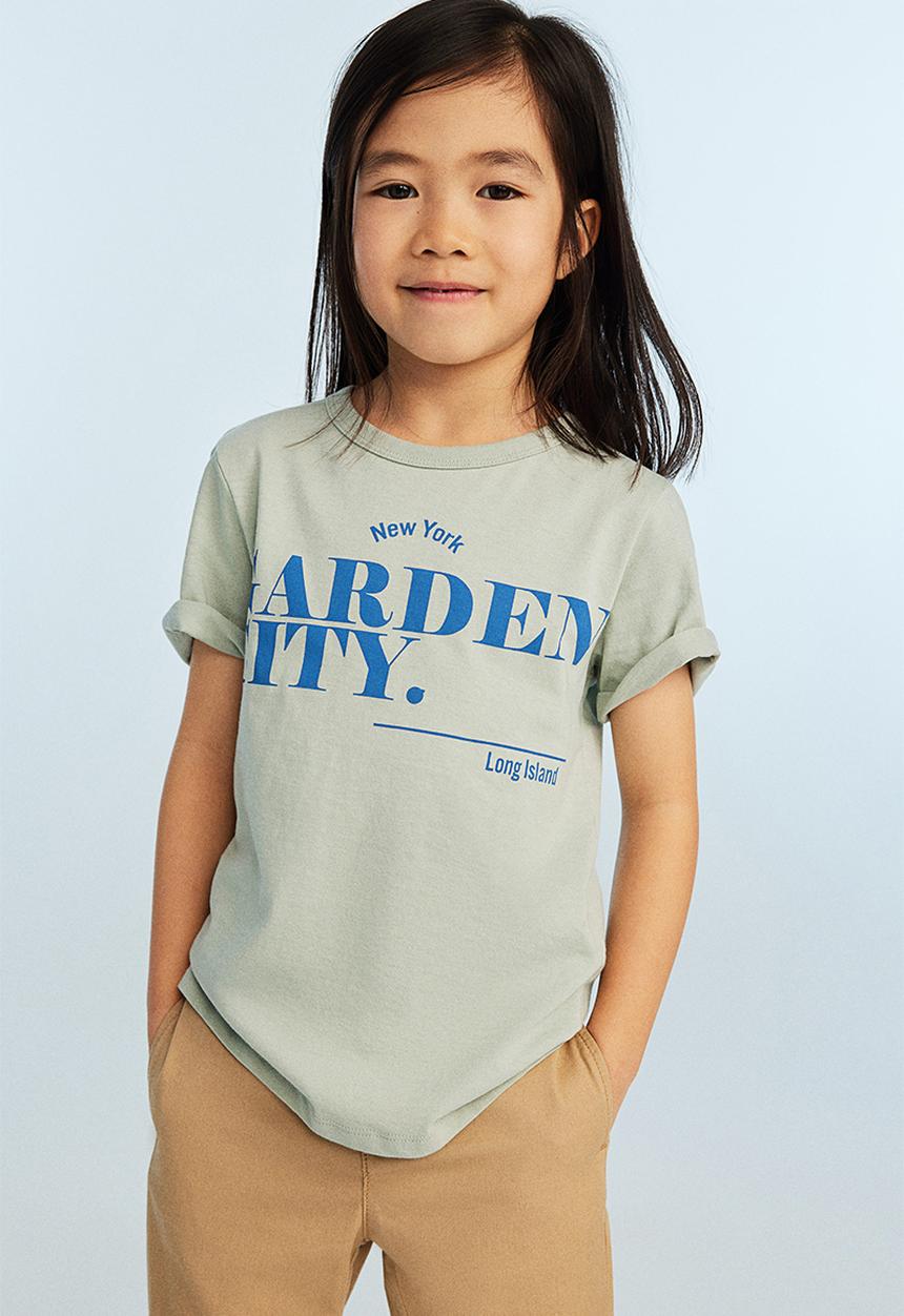 H&M - Printed cotton T-shirt - light green garden city