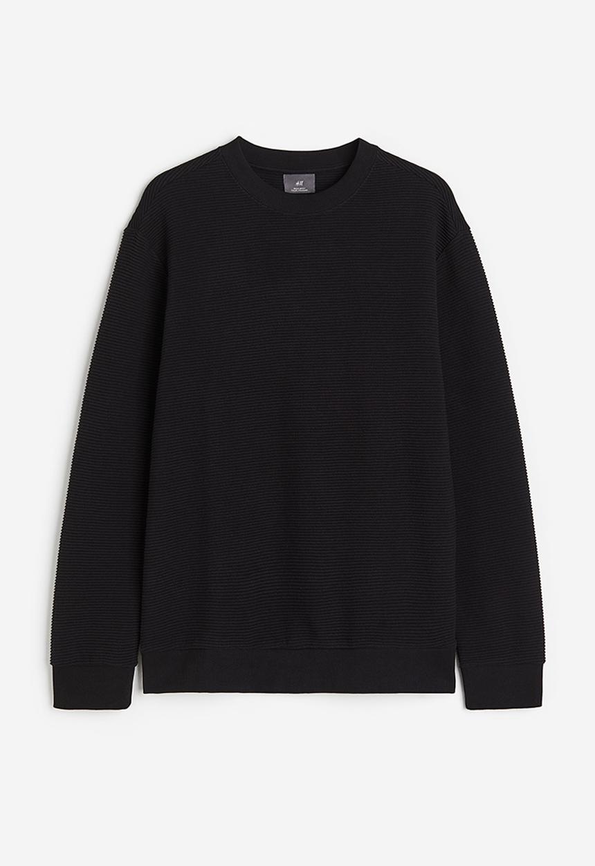 H&M - Regular fit ribbed sweatshirt - black