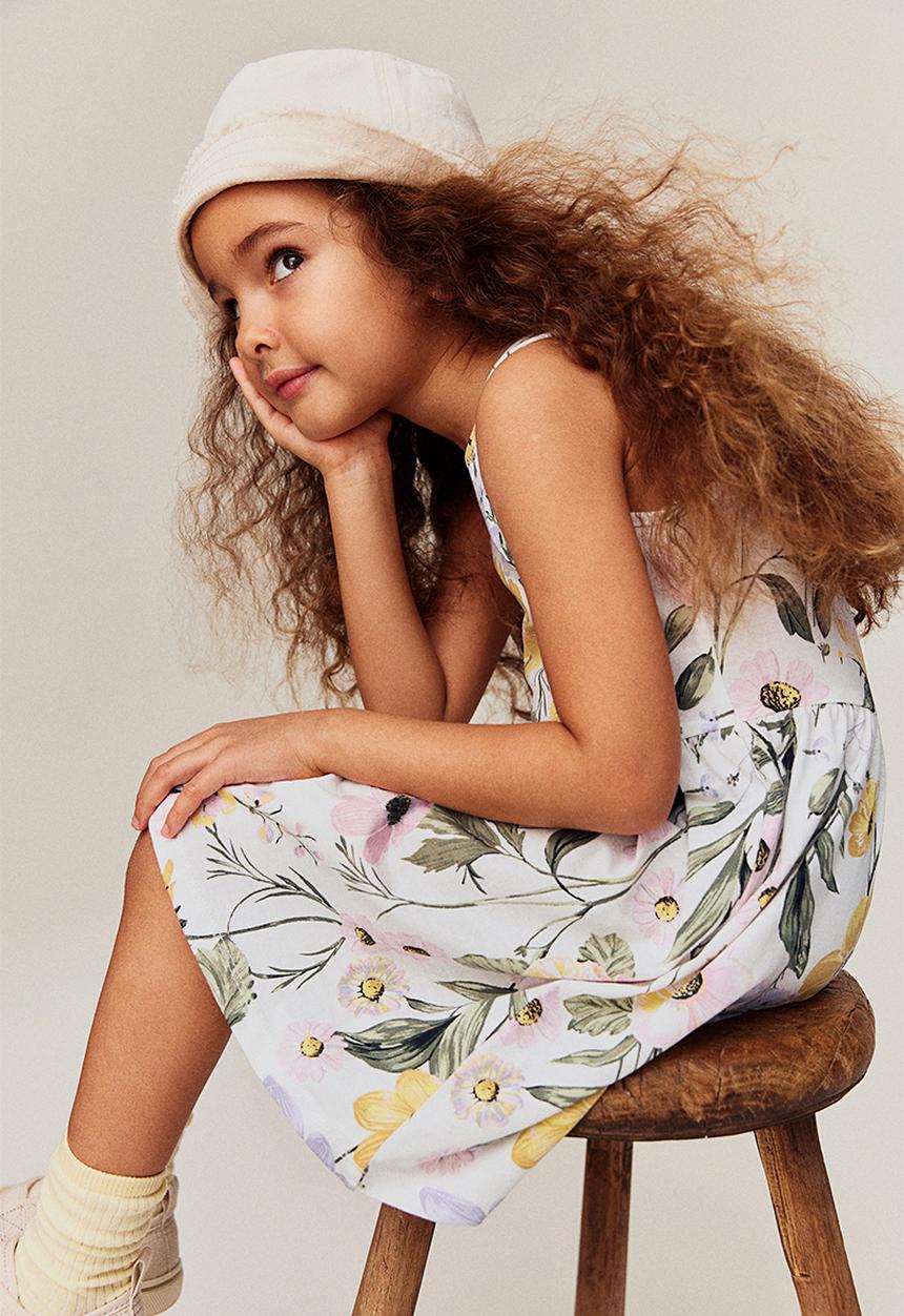 H&M - Patterned cotton dress - white floral