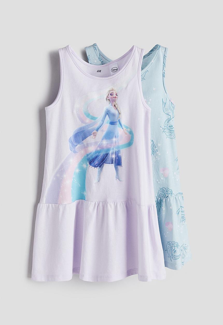 H&M - 2-Pack printed cotton dresses - lilac frozen