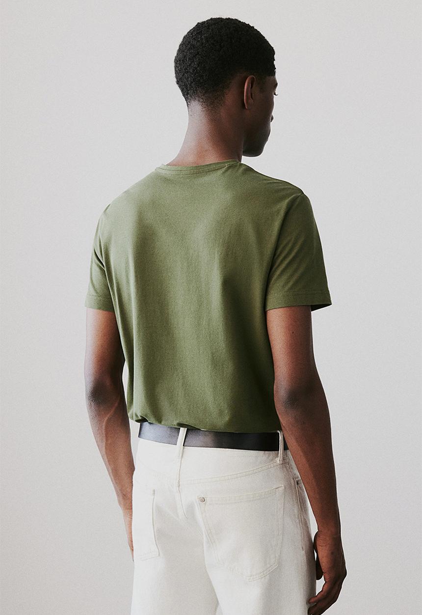 H&M - Slim fit v-neck T-shirt - dark khaki green