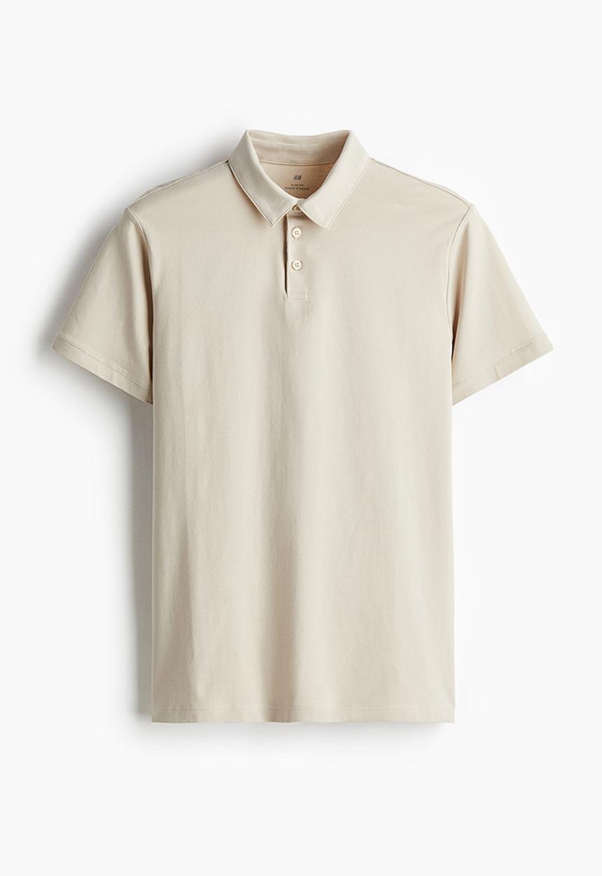 H&M - Slim fit polo shirt - light beige