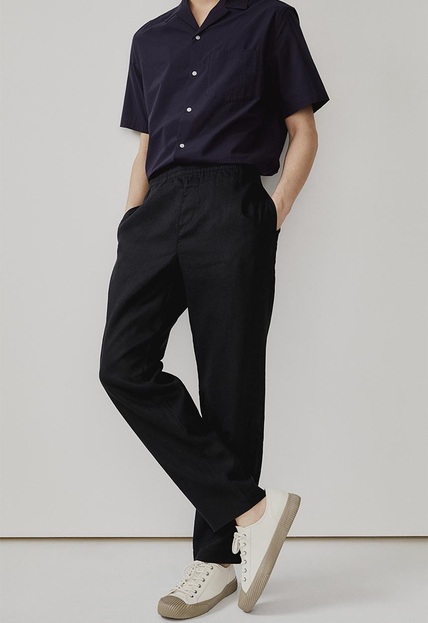 H&M - Regular fit linen trousers - black