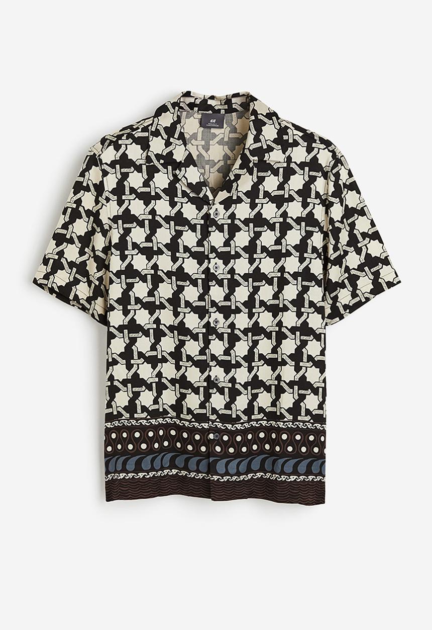 H&M - Regular fit lyocell resort shirt - light beige patterned