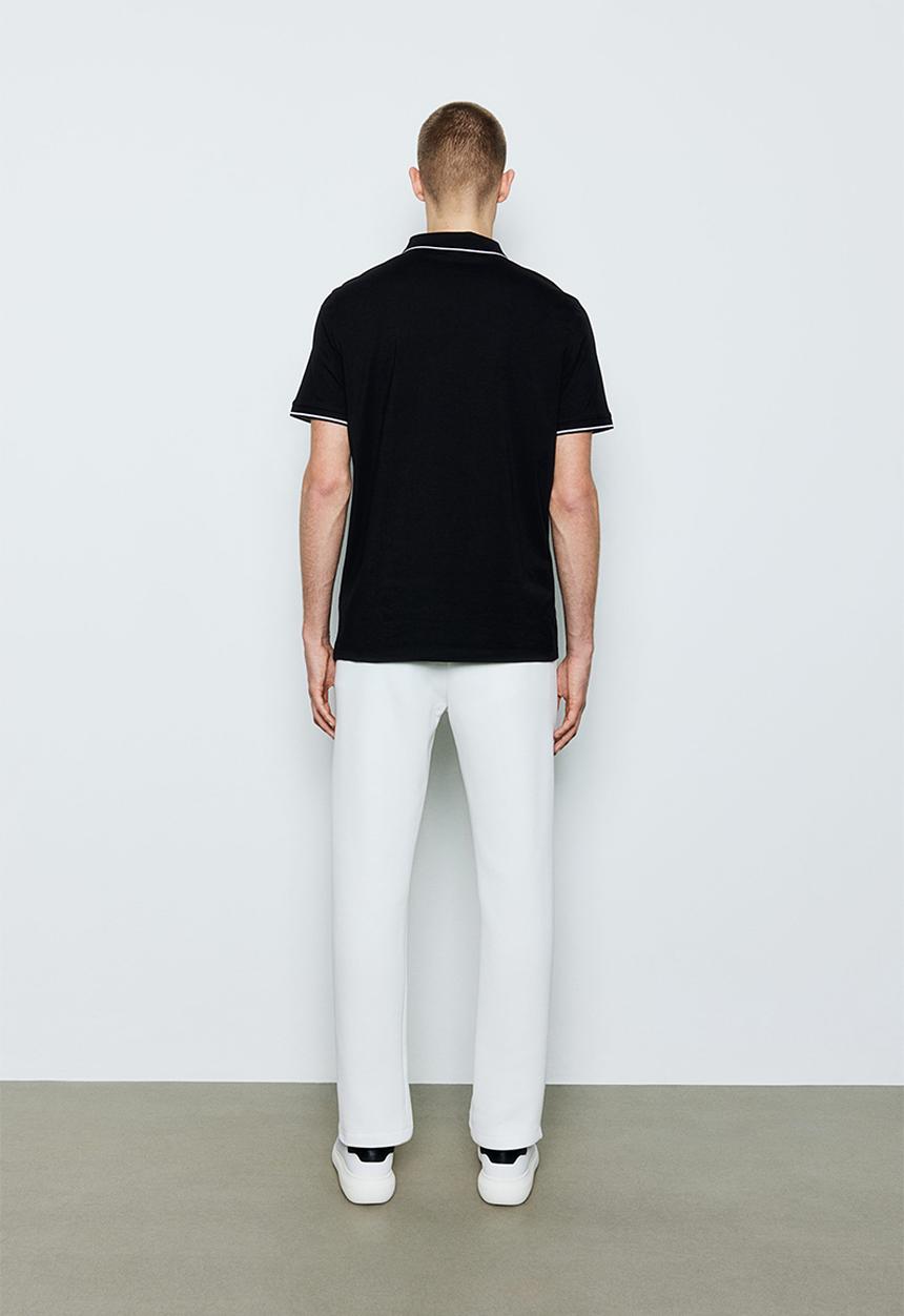 H&M - Slim fit zip-top polo shirt - black
