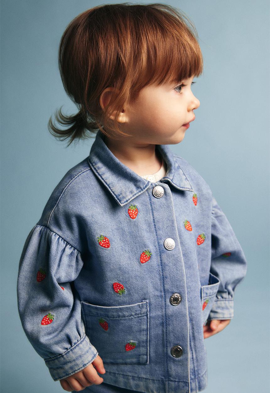 H&M - Embroidered denim shacket - blue