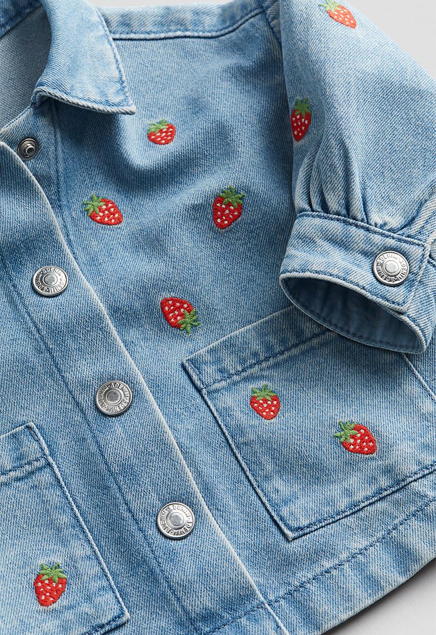 H&M - Embroidered denim shacket - blue