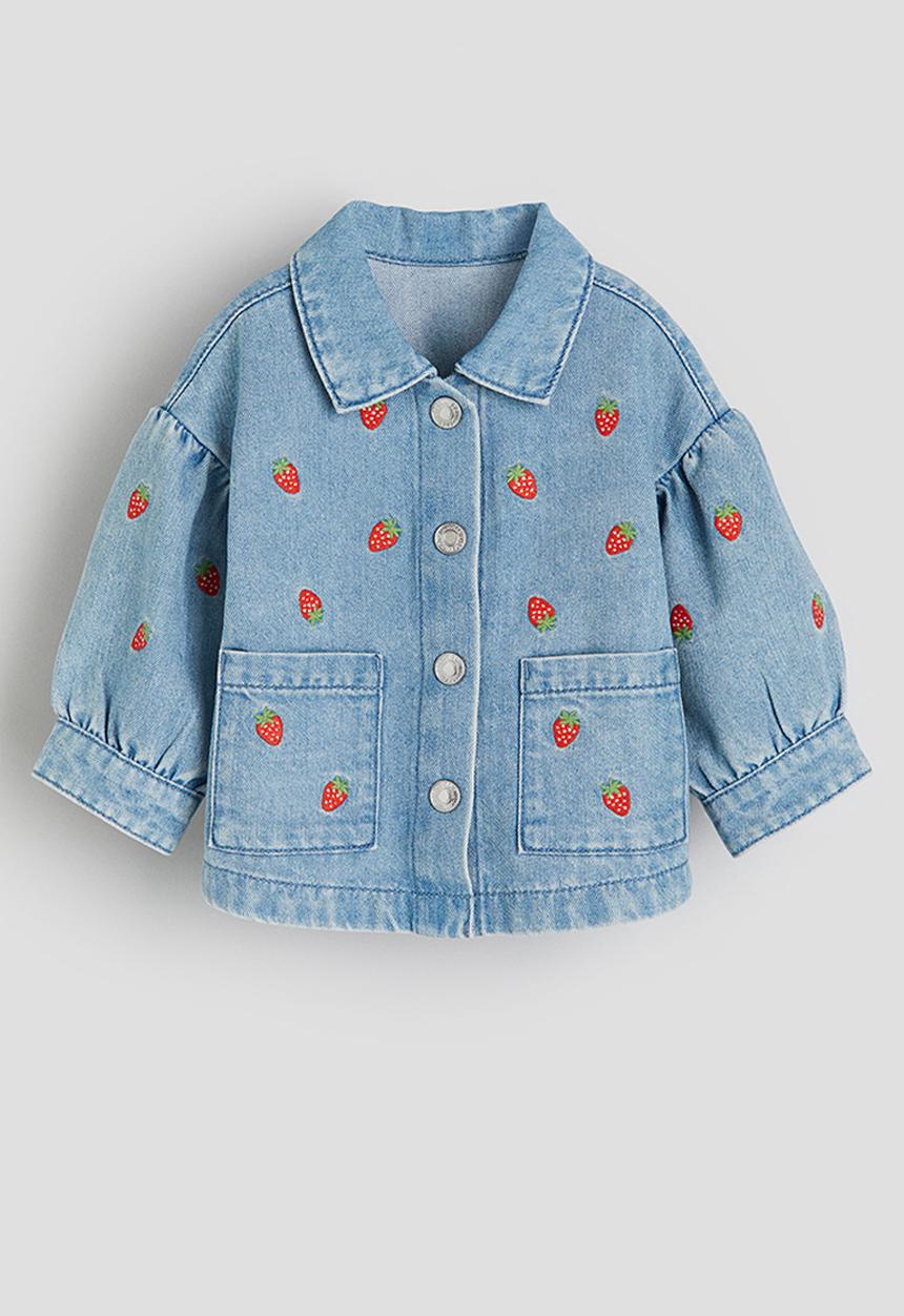 H&M - Embroidered denim shacket - blue