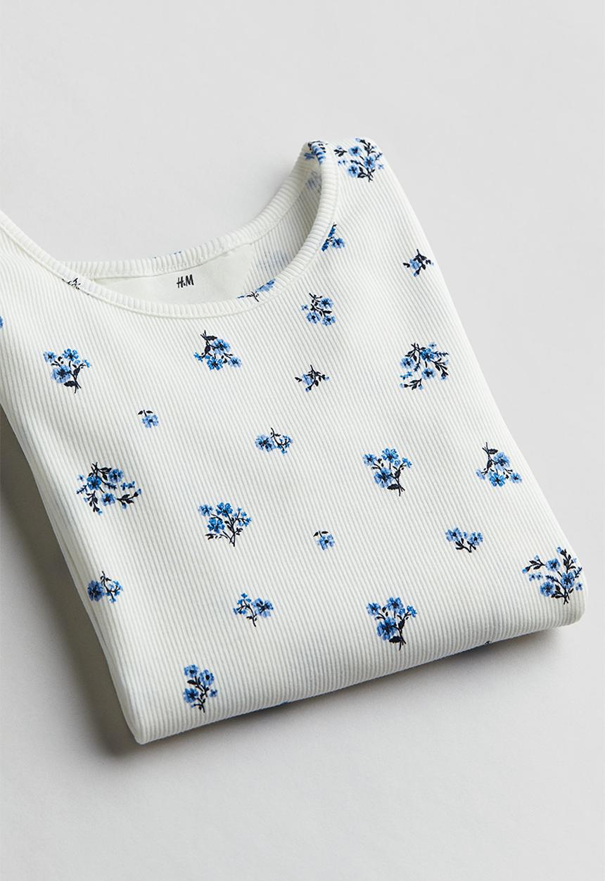 H&M - Ribbed jersey top - white