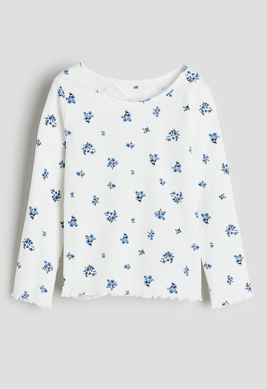 H&M - Ribbed jersey top - white
