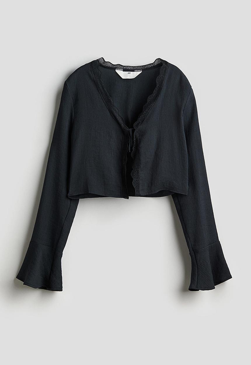 H&M - Tie-front blouse - black