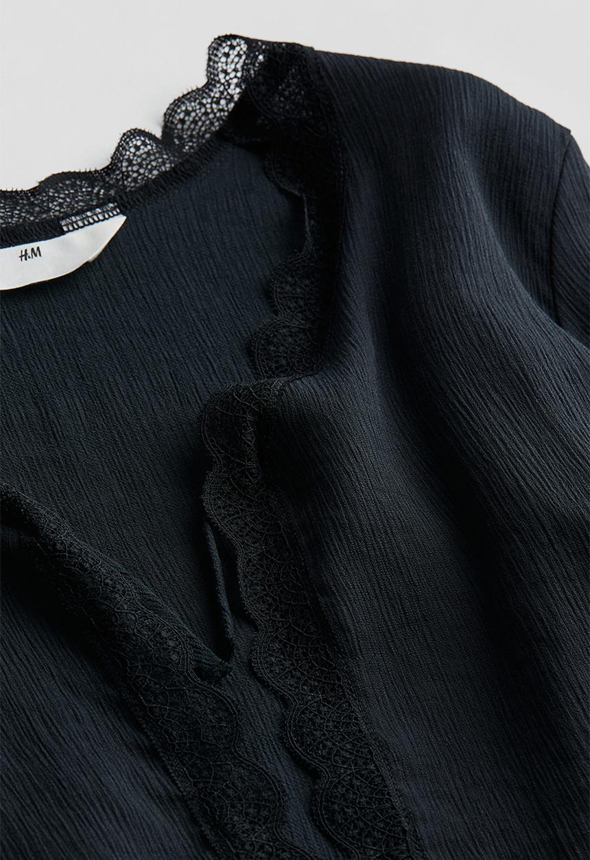 H&M - Tie-front blouse - black