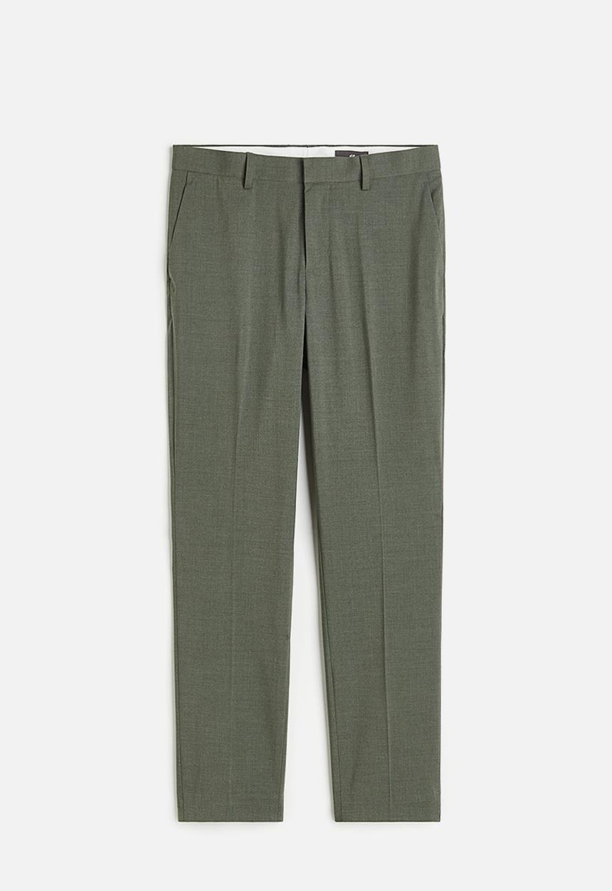 H&M - Slim fit suit trousers - green/grey