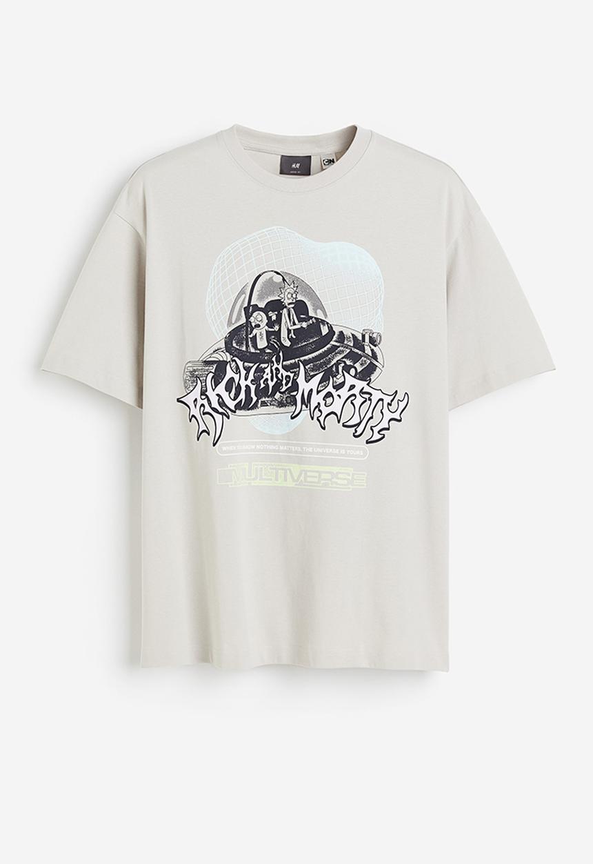 H&M - Loose fit T-shirt - light greige rick and morty