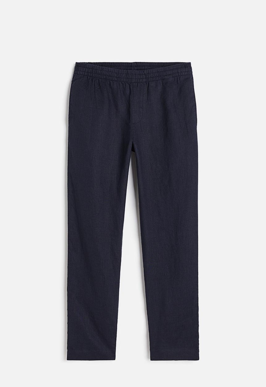 H&M - Regular fit linen trousers - navy blue 
