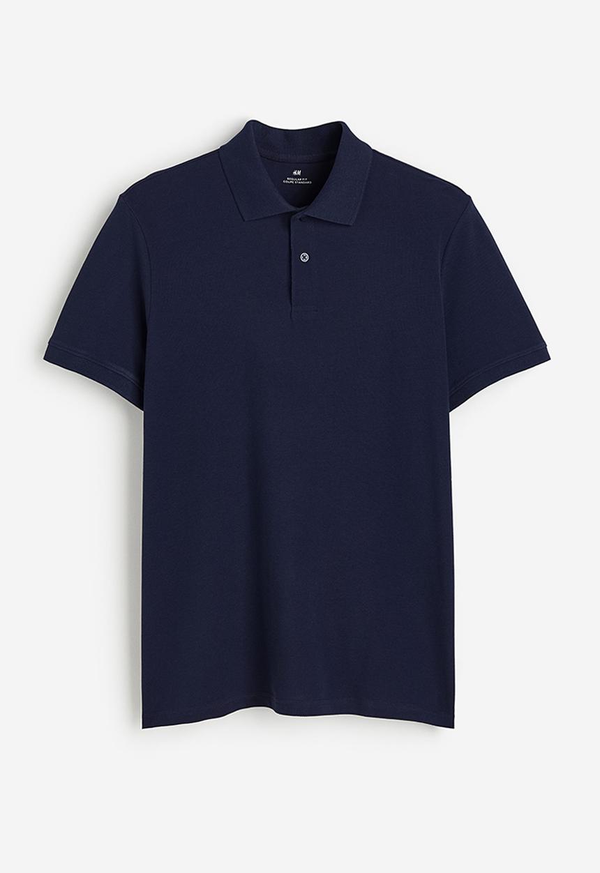 H&M - Regular fit piqué polo shirt - navy blue