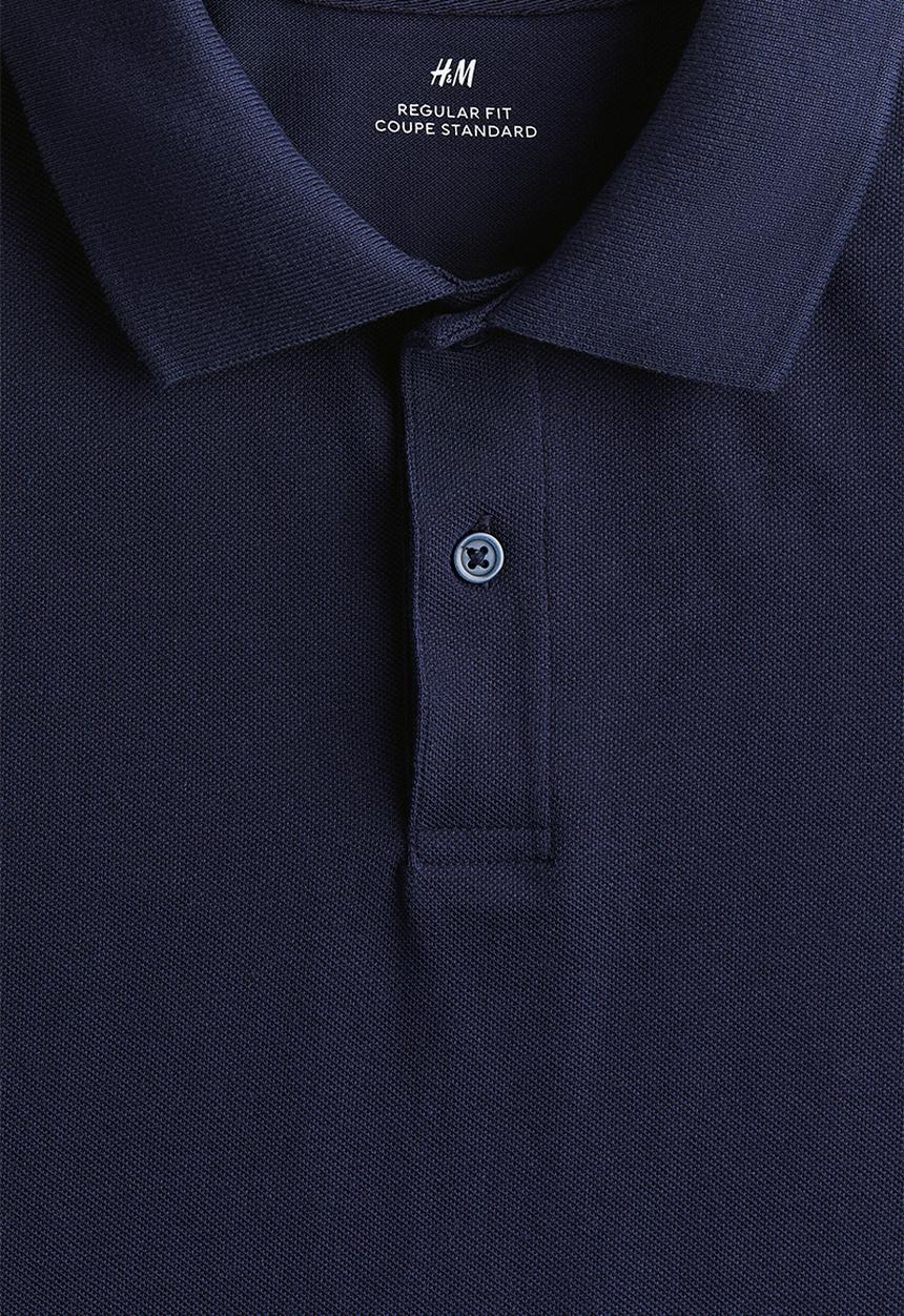 H&M - Regular fit piqué polo shirt - navy blue