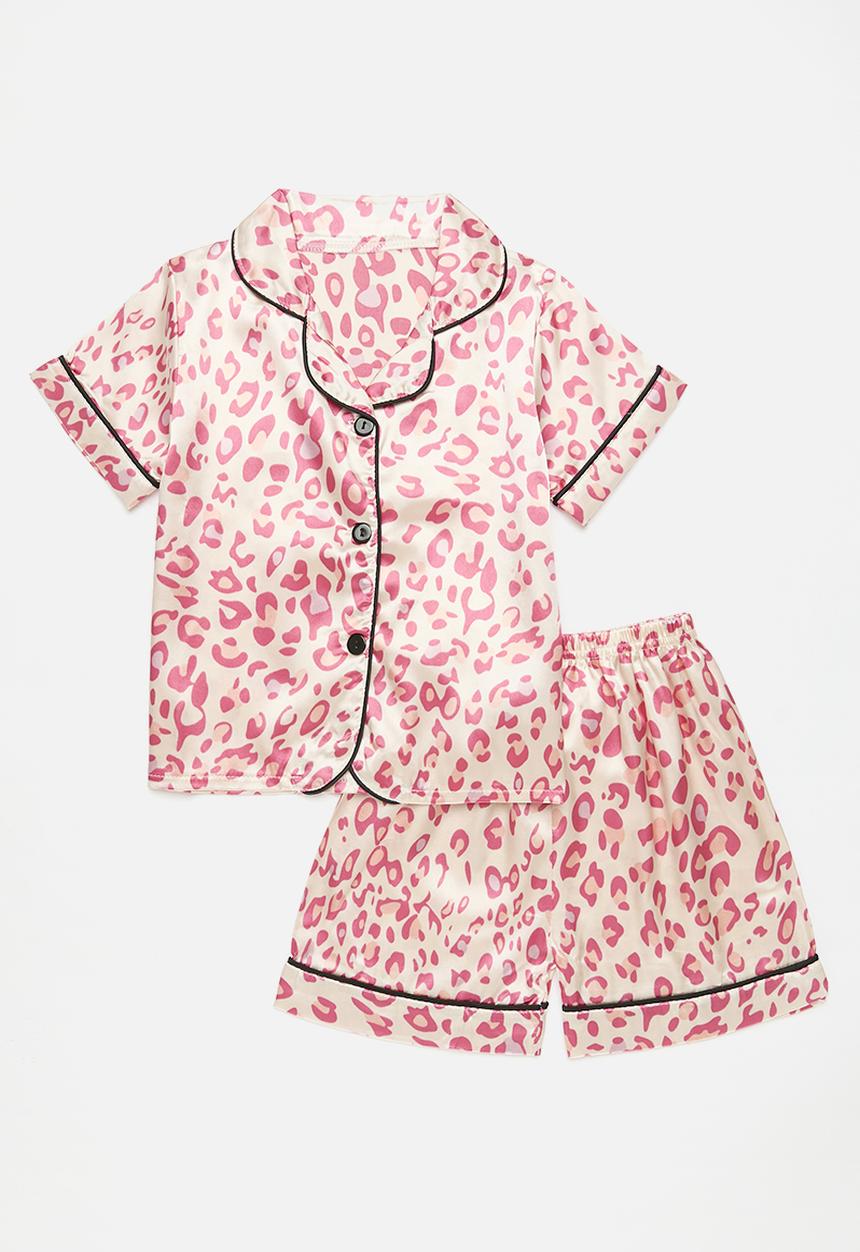 Pop Candy - Leopard print piping pj set - pink