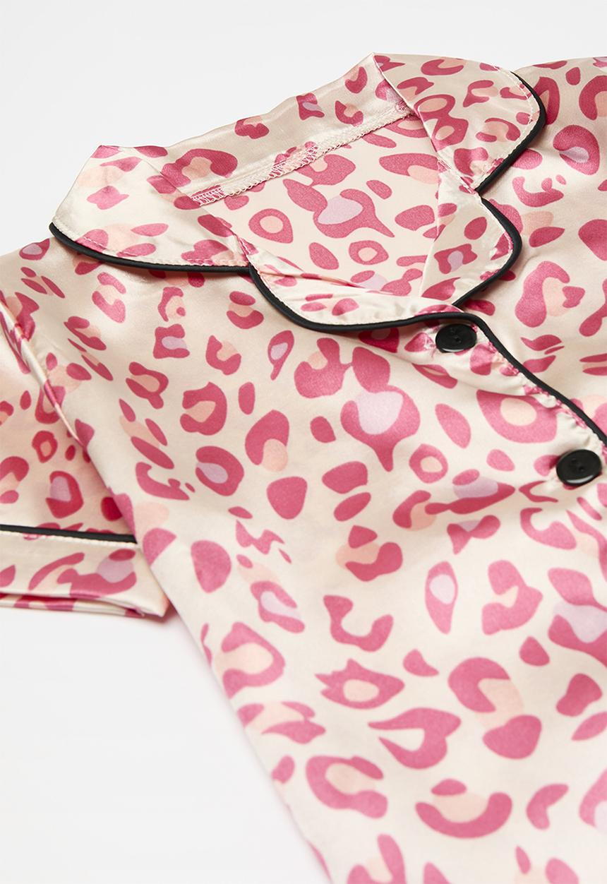 Pop Candy - Leopard print piping pj set - pink