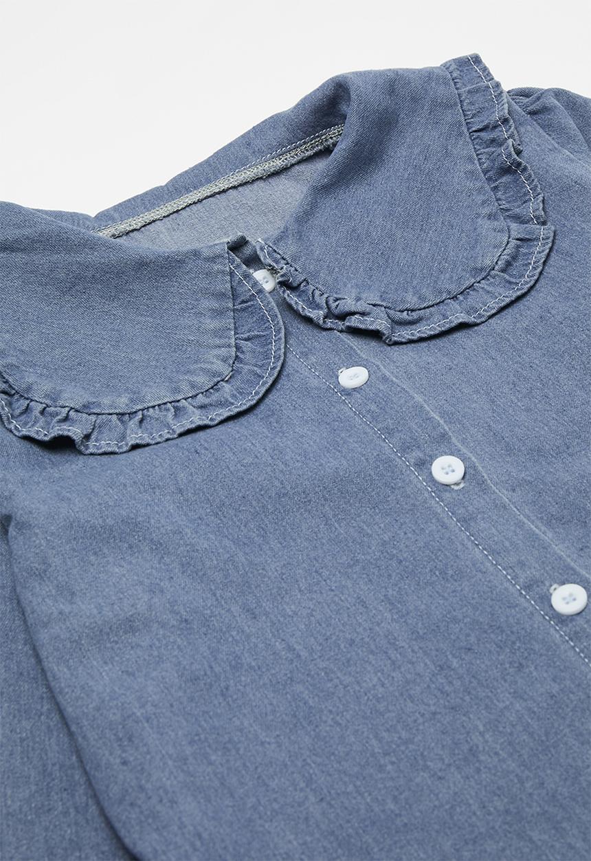 Pop Candy - Perter pan collar shirt and short set - blue