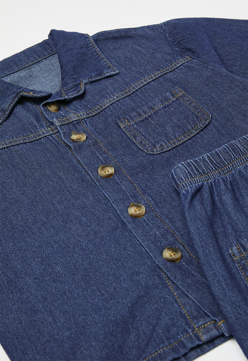 Pop Candy - Denim shirt & short set - dark blue